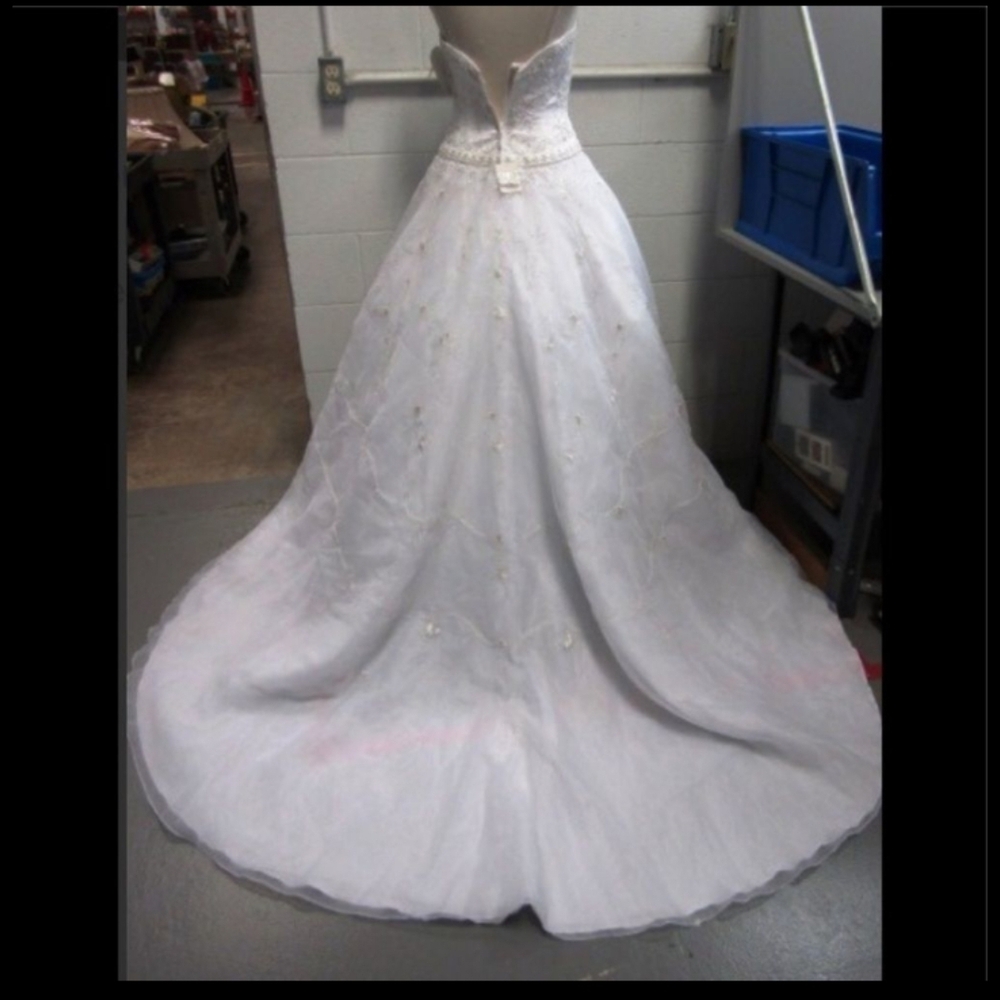 Elegant White StrapleWedding Dress - Picture 11 of 12